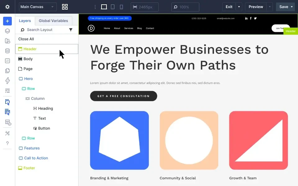 Divi Web Design design work