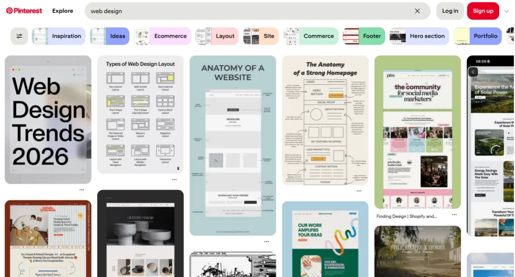 pinterest for web design