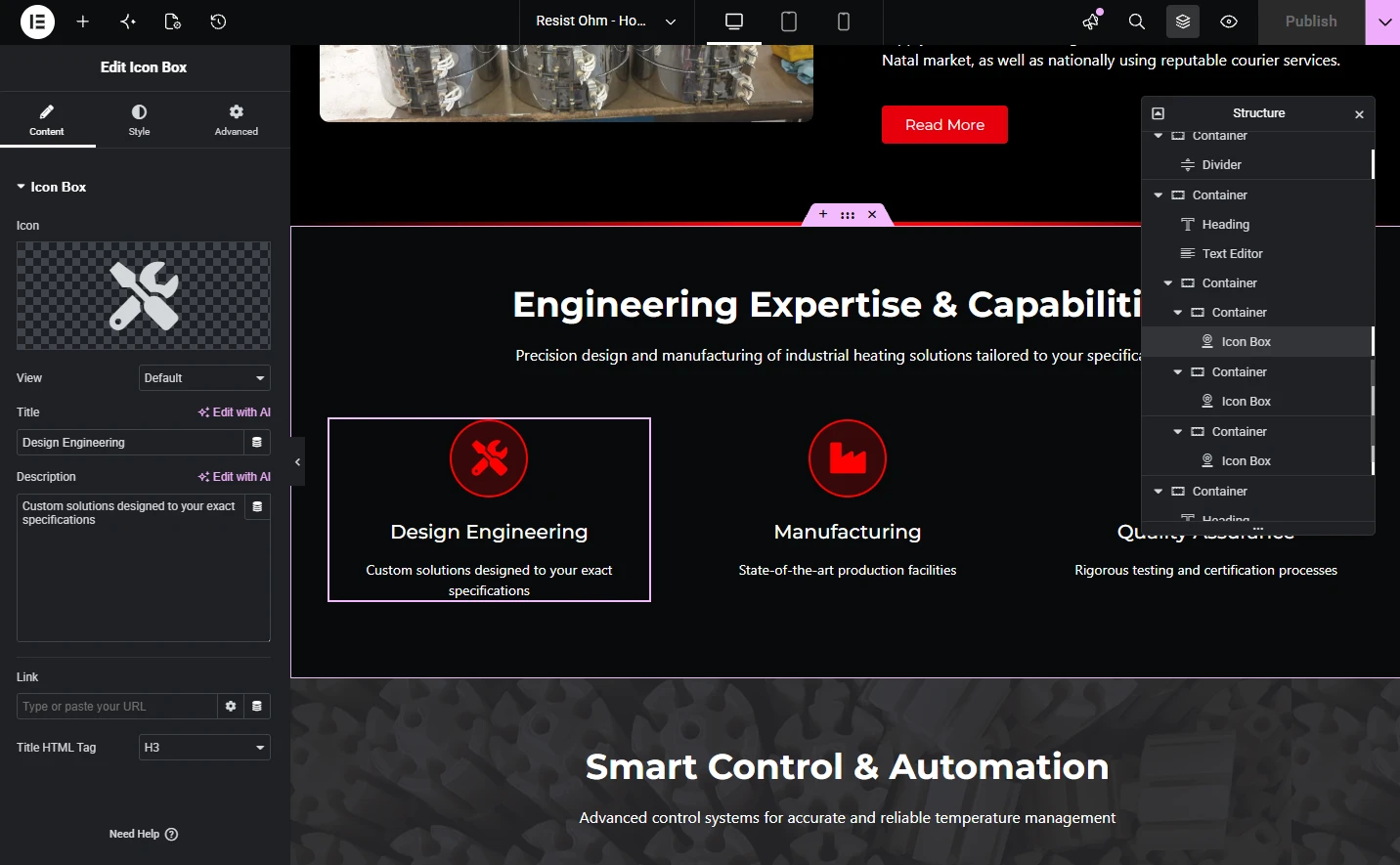 Elementor Web Design design work