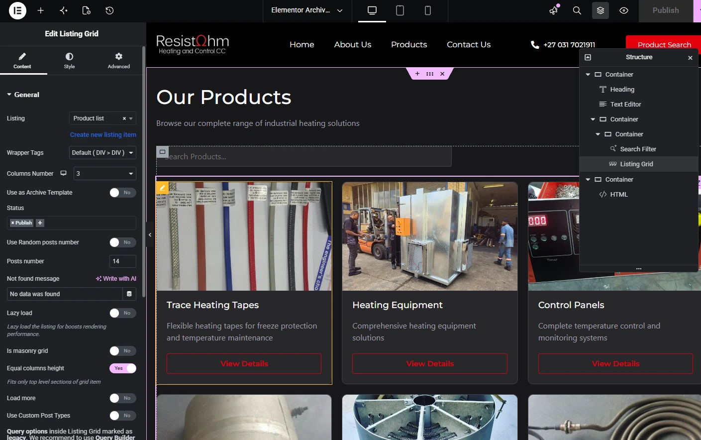 Elementor Web Design, detail view