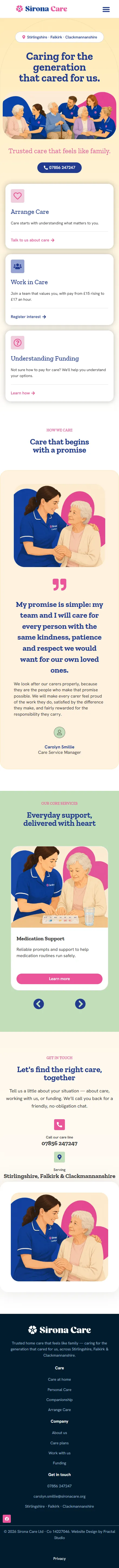 Sirona Care, mobile view